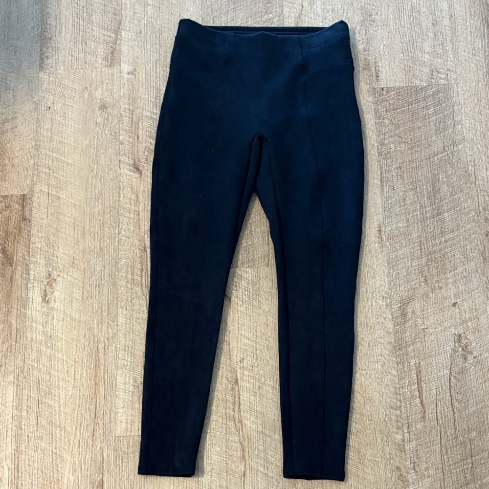 SPANX Navy High-Waist Faux-suede Leggings